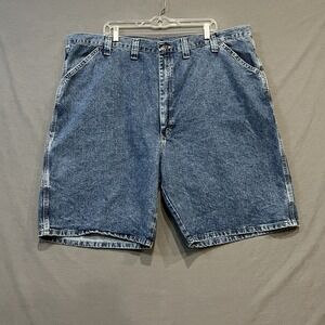 Wrangler Jean Shorts Mens Size 46 Blue Carpenter Pant Loose Fit Denim Baggy 90's